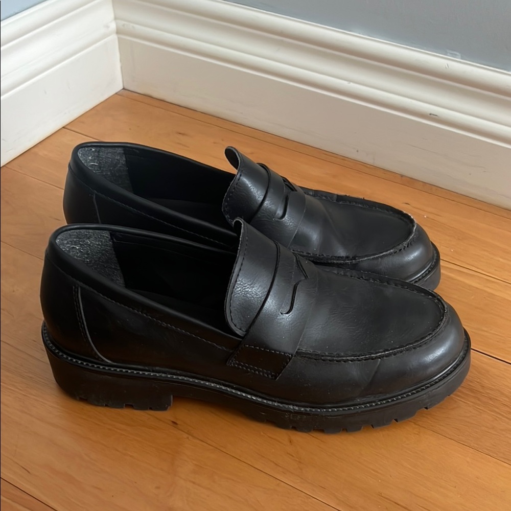 Black Leather Loafers - NEW